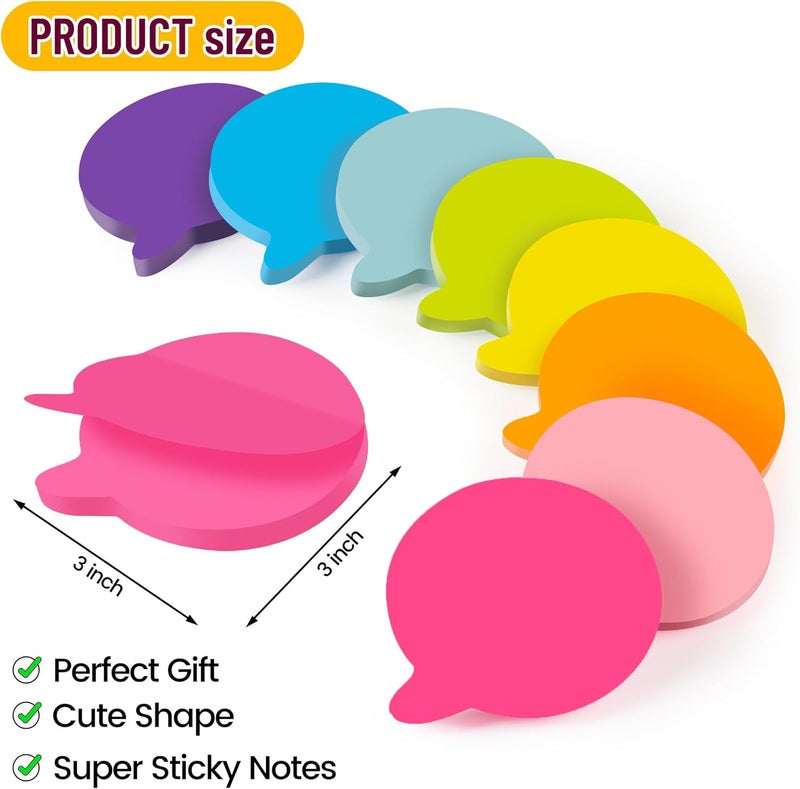 TKTB Bubble Sticky Notes 3x3 in, 8 Pads, Super Cute Bright Color Strong Adhesive Gift Post, Clean Removal, 82 Sheets/pad - Image 2